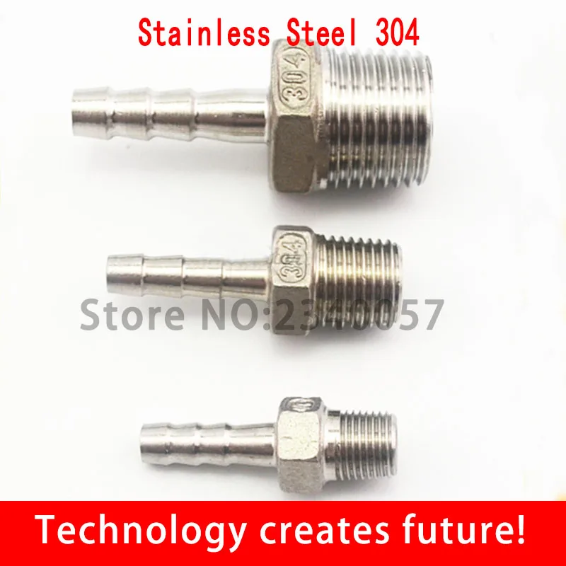 Stainless Steel 304 BSP Male Thread Pipe Fitting x Barb Hose Tail Reducer Pagoda Joint Coupling Connector