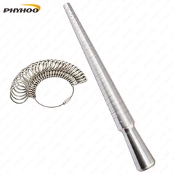 PHYHOO Aluminium Ring Sizer Mandrel Finger Sizing Measuring Stick and Stainless Iron Ring Sizer Guage Set 0-13 Jewelry Tools