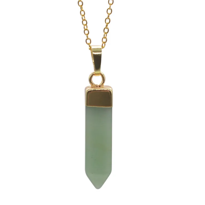 1pc Natural Stone Bullet Pendant Necklace Tiger Eye Rose Quartzs Crystal onyx Pendants  Chakra Charms Jewelry gifts
