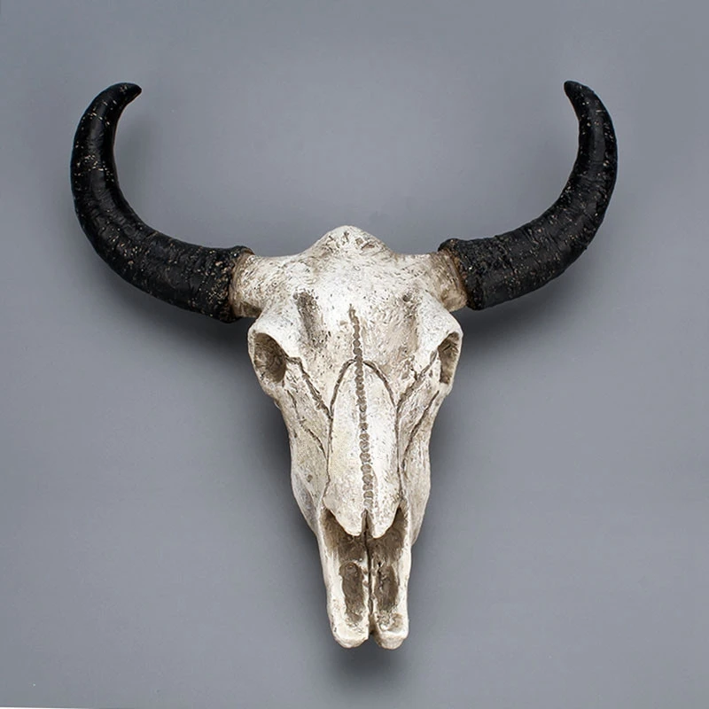 3D Longhorn Cow Resin Skull Head Wall Hanging Decor Home Office Bar Party Wildlife OX Horn Animal Sculpture Decoration Crafts