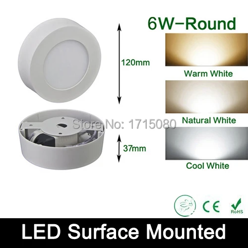 

6W surface mounted LED Panel light AC 85-265V round led painel ceiling lights for home living room illumination free shipping