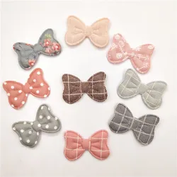 72pcs/lot 3.9*2.5cm Bowknot Padded Appliques for DIY Clothes Sewing Supplies DIY Hair Bow Decoration