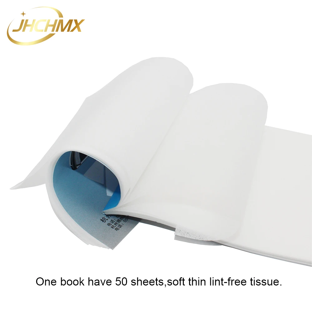 JHCHMX-papel de limpieza para lentes láser de fibra/Co2, 50 hojas, óptica suave, para limpiar pañuelos, folleto