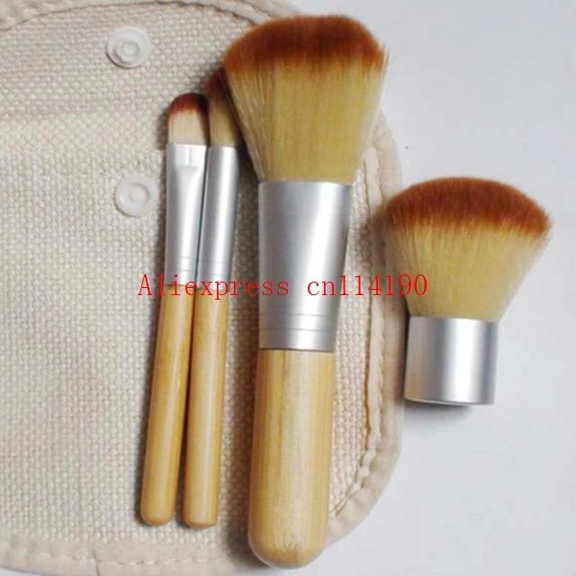 Hot sale 4Pcs /set Friendly Bamboo Elaborate Makeup Brushes SetsPowder Eyebrow Blush Brushes makeup tools Cosmetic brush kits