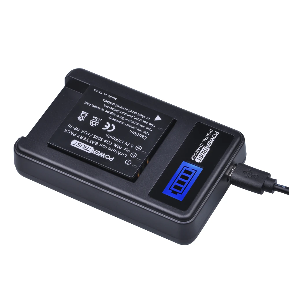 1Pcs 1700mAh CGA-S005 CGA S005 CGAS005 Batteries + LCD USB Charger for PANASONIC DMW-BCC12 DMC-FX8 FX9 FX10 FX12 FX50 FX150