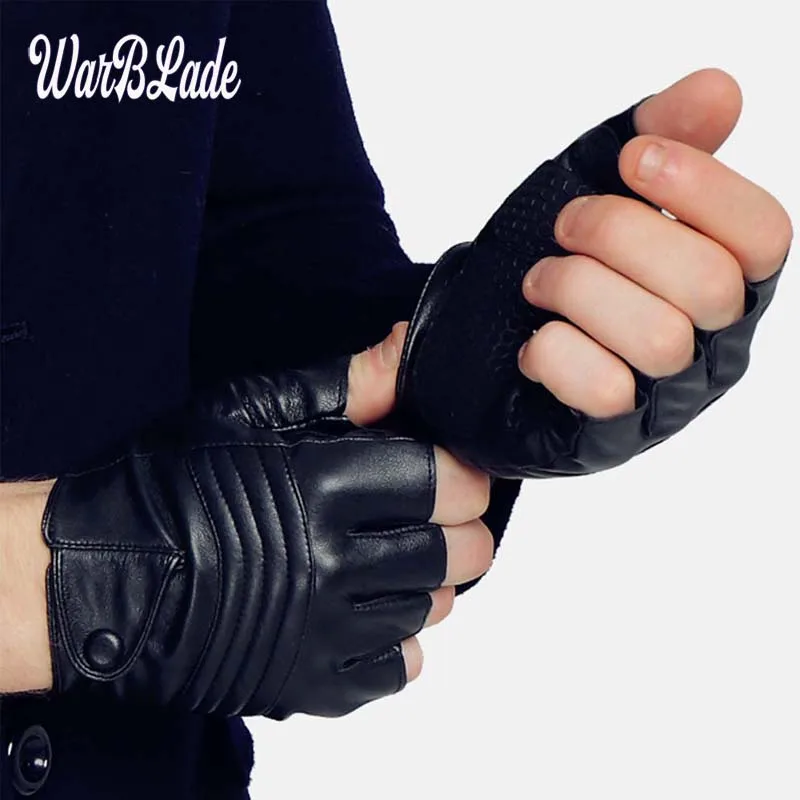 WarBLade PU Leather Fingerless Gloves Men Women Fashion Driving Gym Gloves Half Finger Tactical Gloves Black Guantes Luva Gloves