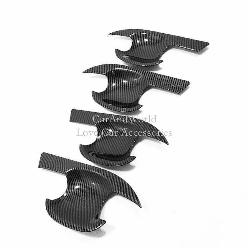 For Toyota RAV4 RAV 4 2019-2024 Exterior Door Bowl Cover Door Handle Frame Panel Trims Carbon Fibre Car Styling Accessories