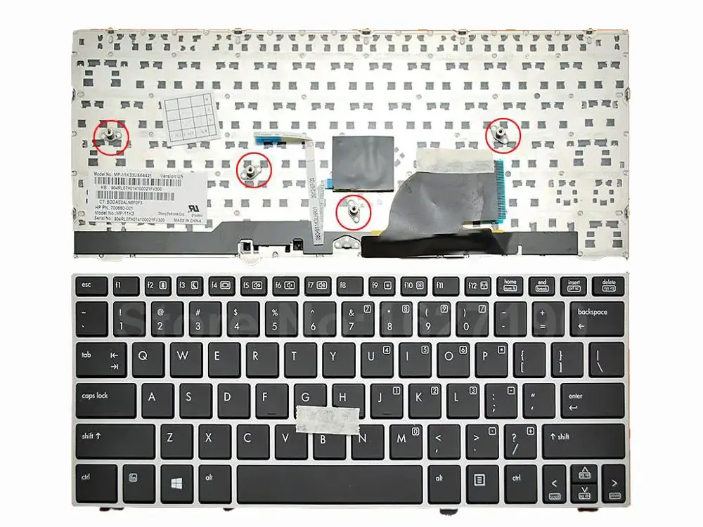 

US Keyboard For HP 2170P SILVER FRAME BLACK With Point stick Win8 New Laptop Keyboards MP-11K33US64421