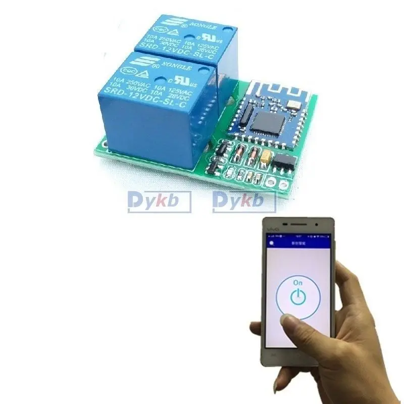 AC/DC 5v 12V-80v 110v 220v Bluetooth APP 2CH Relay Switch module for Mobile Phone APP IOS, Android Remote Control Lock motor