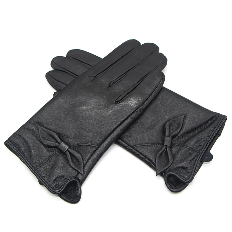 Guantes de piel de oveja auténtica para mujer, manoplas cálidas de invierno, de alta calidad, a la moda, CP-04