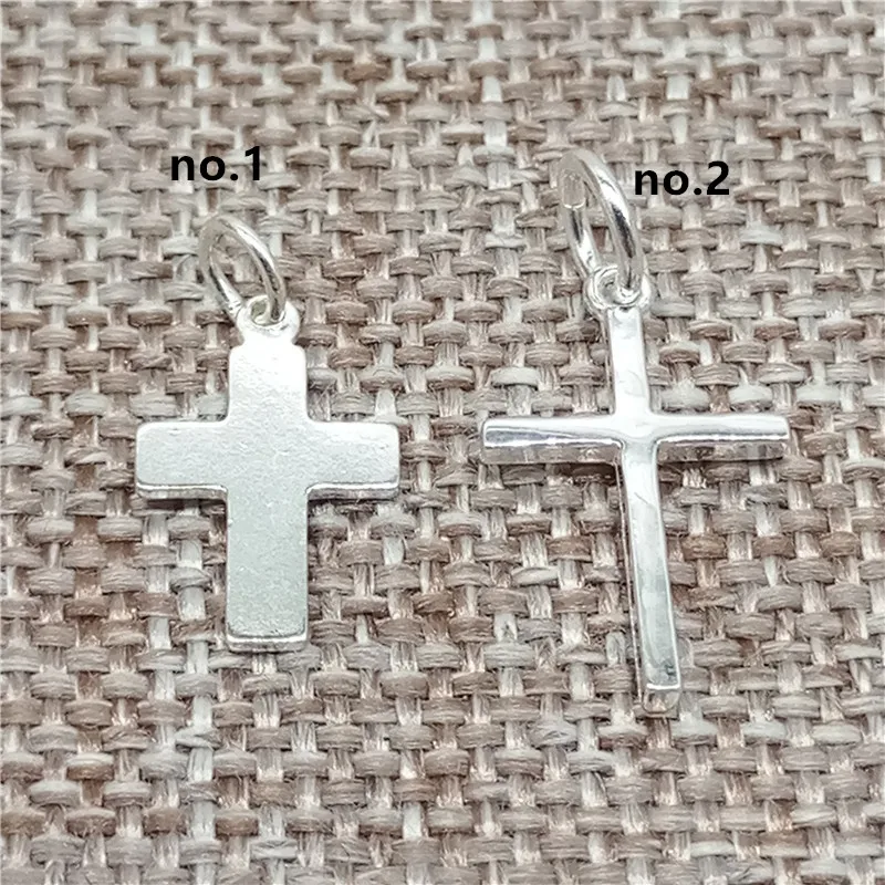 5 Pieces of 925 Sterling Silver Shiny Jesus Cross Charms for Bracelet Necklace