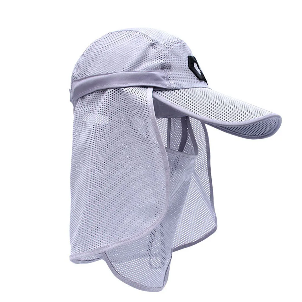 Outdoor Breathable Hiking Camping UV Protection Face Neck Cover Fishing Cap Visor Hat Neck Face Flap Hat Wide Brim Buckle