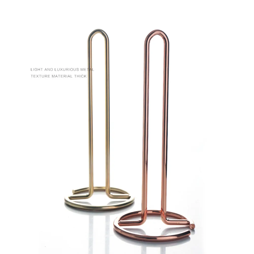 Stainless Steel Kitchen Roll Paper Towel Holder Bathroom Tissue Stand Rose Gold Napkins Rack Home Kitchen Storage Accessories