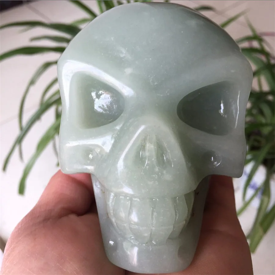 

Natural Green Aventurine Skull Quartz Crystal Stone Carved Skull