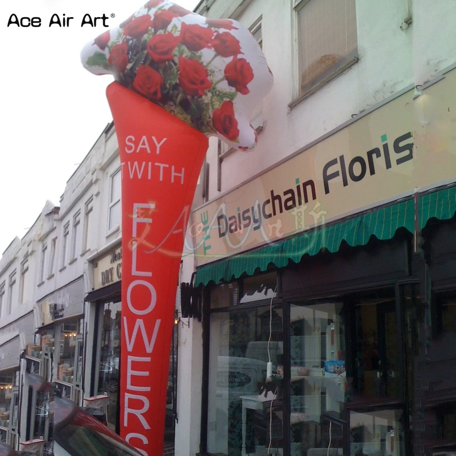 New Arrived Eye Catching Valentine Advertising Air Balloon Inflatable Flower Bouquet Pop Up Bunch of Flowers for Florist Events