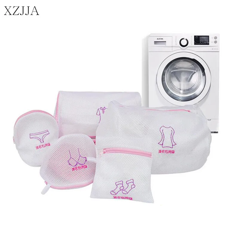 XZJJA 1PC Thickened Laundry Bags Women Bra Socks Shirt Underpants Lingerie Zipper Mesh Bag Washing Pouch Clothes Protector Case