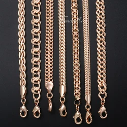 585 Rose Gold Color Necklace For Women Men Venitian Curb Snail Foxtail Link Chains Womens Mens Necklaces Wedding gift CNN1