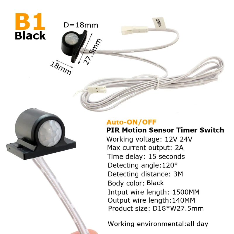 Motion Sensor 12V 24V 5V DC Movement Detector Timer Automatic Switch ON OFF PIR Infrared LED Strip Motion Sensor Light Switch