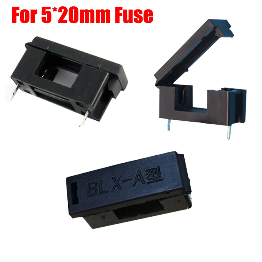 5*20mm 5x20mm Glass Tube Fuse Iron Brass Pin BLX-A Insurance Header PCB Board Panel Mount Fuse Block Holder With Cover