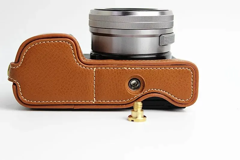 Capa protetora para câmera de vídeo, bolsa de couro genuíno para câmera sony a6000 a6300