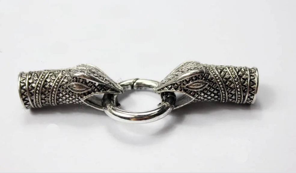 Free Ship 10 Sets 10mm Diameter Hole Antique Silver Snake Clasp/Connetctor. Two Snakes Biting Ring, Charm Clasps