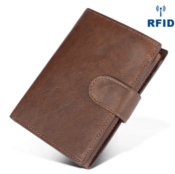 Men's FRID slim Wallet Multi business card holder male Genuine Leather Vintage Casual Short Wallets Cowhide man's Coin purse Bag