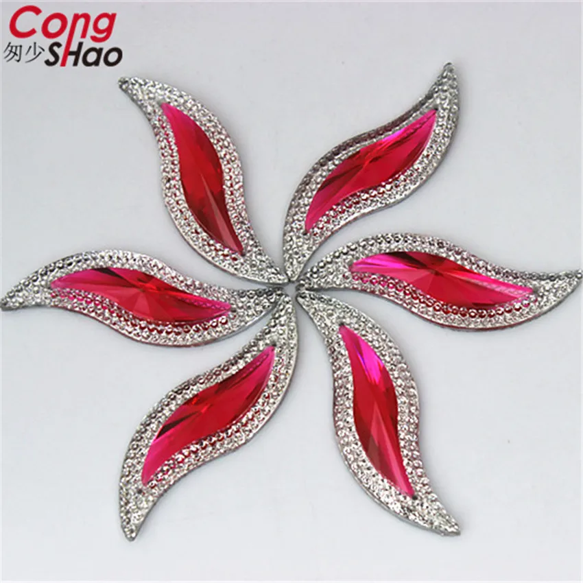 Cong Shao 28pcs 15*50mm Big S shape AB Color Resin Rhinestones Flatback Stones and Crystal For Garments crafts Accessories CS558