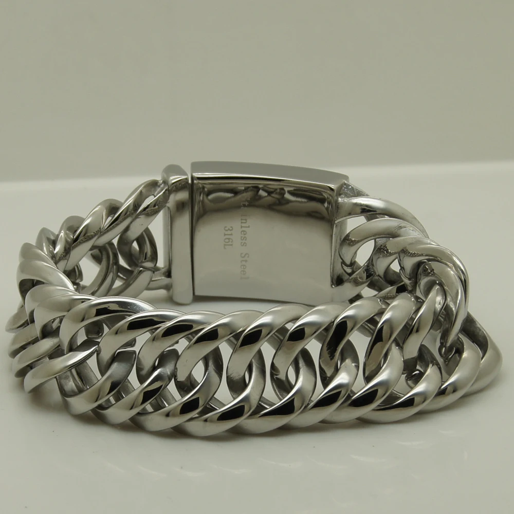 

2.20cm(0.86 inch) width classic shiny link men/boy 316L stainless steel classic link chain bracelet