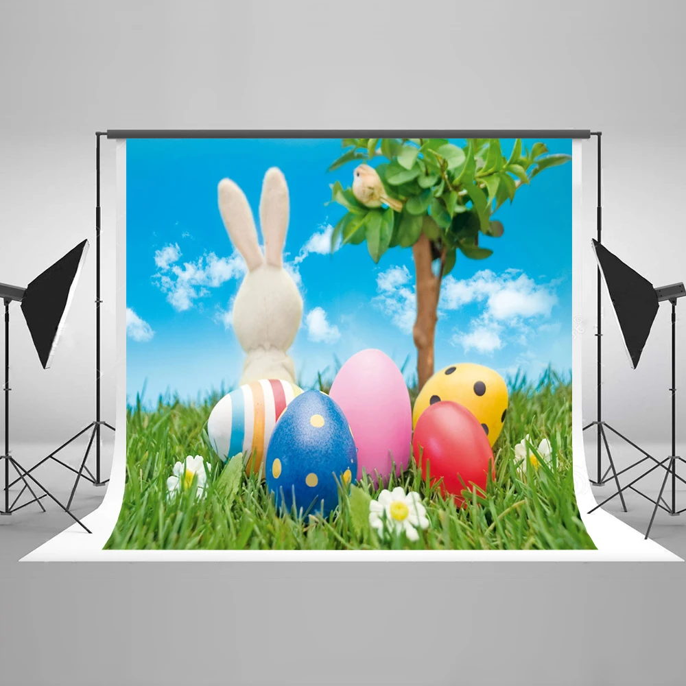 

VinylBDS Spring Photography Background Easter Baby Photography Backdrops Rabbit Children Cotton Backgrounds For Photo Studio