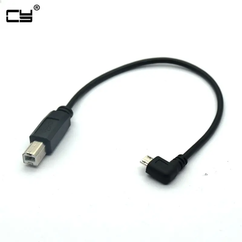 25cm USB 2.0 standard B Male to USB Micro 5 pin 5pin Male Right Angled 90 degree data Cable for tablet HUB hard disk printer