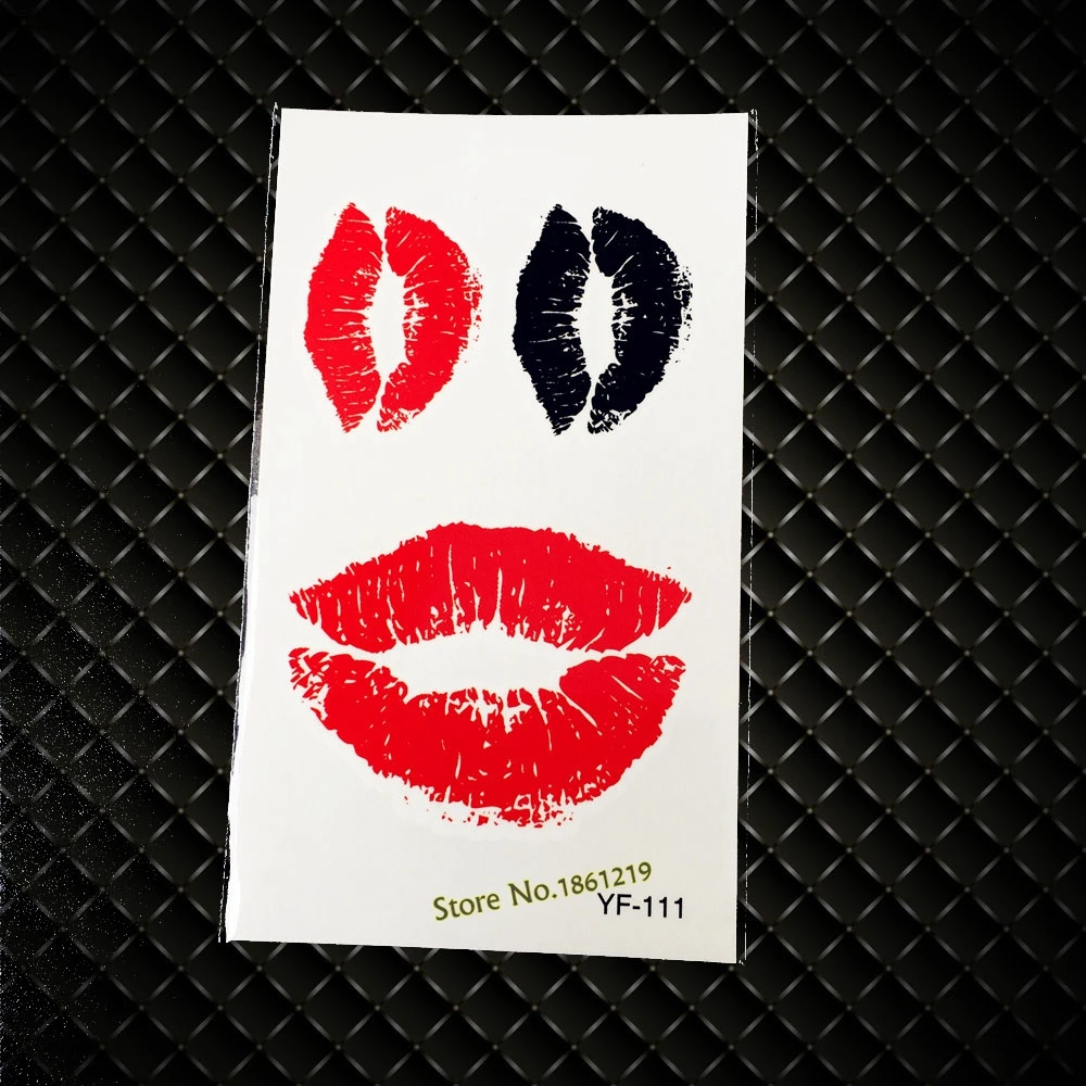 

Sexy Lady Women Nightclub Body Makeup Red Lip Temporary Tattoo Sticker GYF-111 Lip Print Design Water Transfer Disposable Tattoo