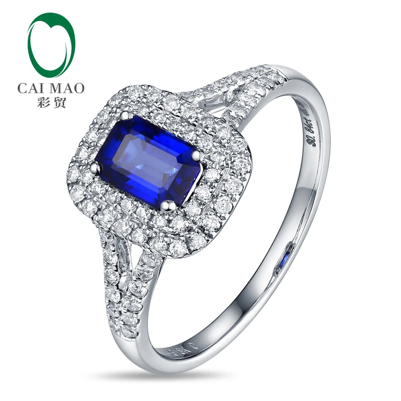 

14kt White Gold 0.84ct Natural Sapphires & 0.36ct Diamonds Engagement Ring