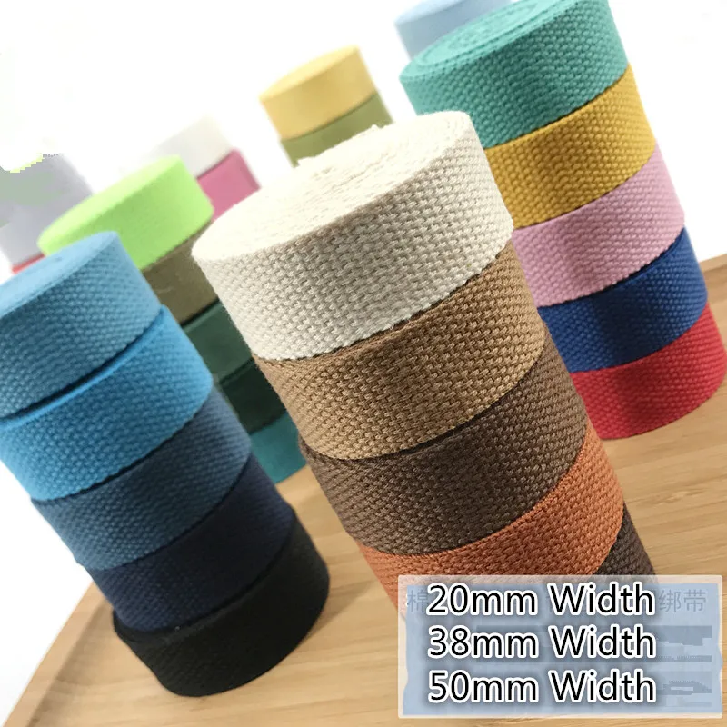 20MM Width Thick Plain Color polyester cotton canvas Webbing Ribbon bag Belt Strap Garments crafts Accessories