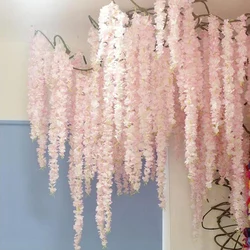 100CM sztuczny kwiat wiśni winorośli jedwabne kwiaty Sakura na wesele wystrój sufitu fałszywy garland arch bluszcz diy party decor