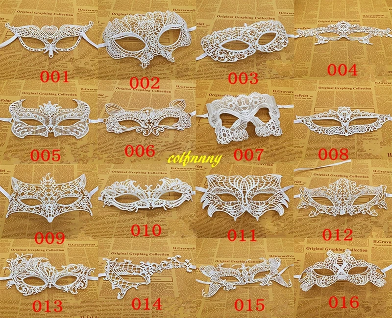 300pcs/lot Halloween Girls Women Stereotyped Hard White Sexy Lady Lace Masks For Masquerade Party Fancy Dress Costume