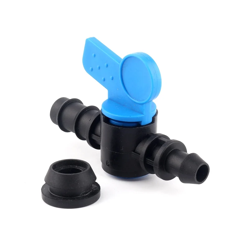 

5pcs 16mm PE Pipe Socket Type By-pass Ball Valve Drip Irrigation Tape Connector Micro Irrigation Hard Pipe Bypass Valve + Washer