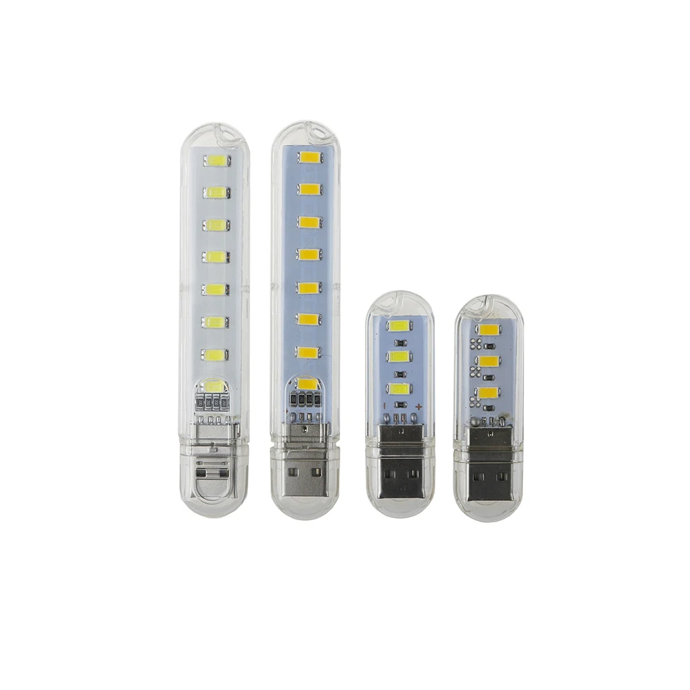 5V Portable USB LED Night Light SMD 5730 3LEDs 8LEDs Bulb Lamp Gadget for Reading Notebook Power Bank Computer Laptop PC 100PCS