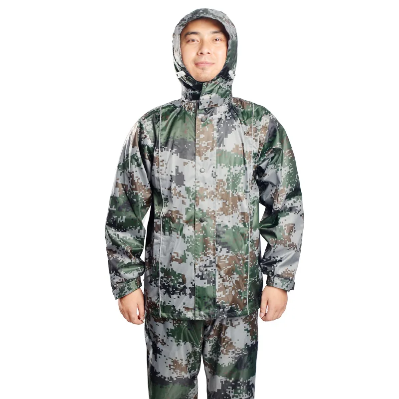 QIAN Impermeable Raincoats Women/Men Suit Rain Coat Outdoor Hood Camouflage Motorcycle Raincoat Camping Fishing Rain Gear Poncho