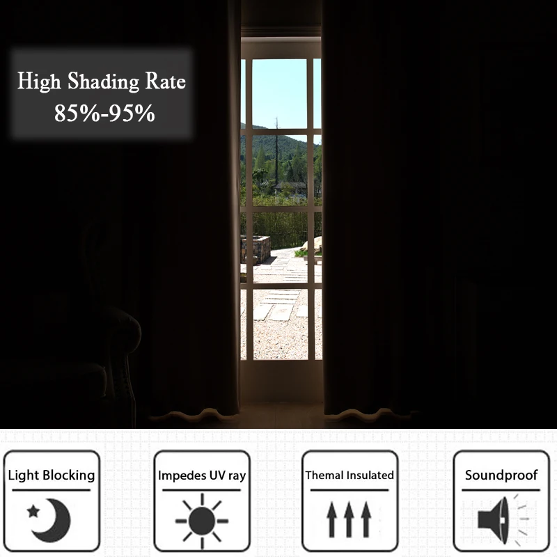 MAKEHOME Thick Fabric Solid Color Blackout Curtain Finished Window Blinds Drapes Modern Curtains for Bedroom Living Room Kirchen