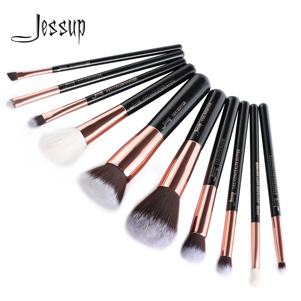 Jessup 10pcs Brushes Makeup Conceal Foundation Powder Contour Eyeshadow Brush Sets Make-up for Women Cosmetics Beauty Brushes