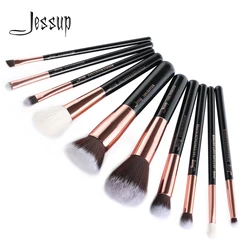 Jessup 10pcs Brushes Makeup Conceal Foundation Powder Contour Eyeshadow Brush Sets Make-up for Women Cosmetics Beauty Brushes