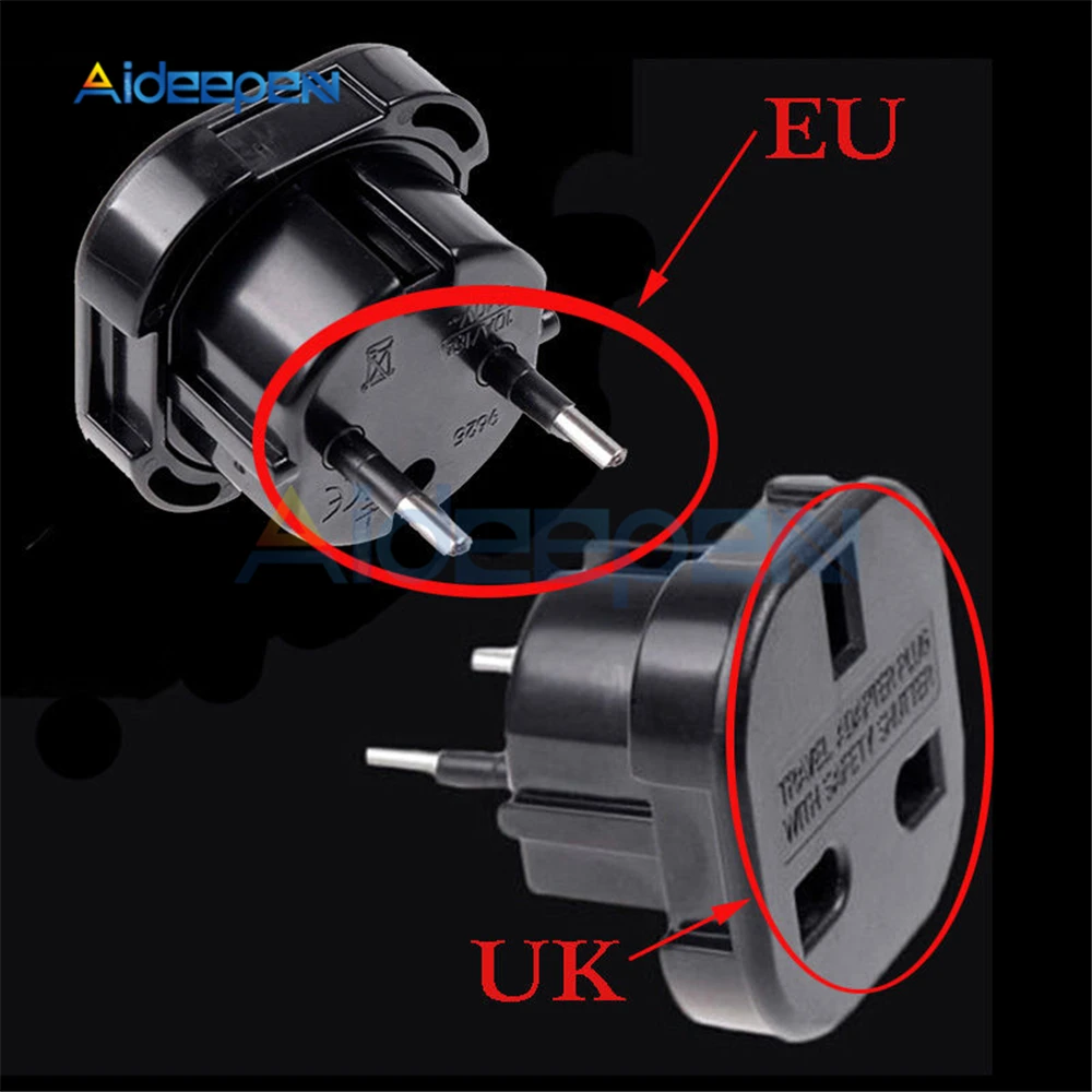 Universal Travel UK to EU Euro Plug AC Power Charger Adapter Converter Socket 2 Pin Wall Plug Socket Black