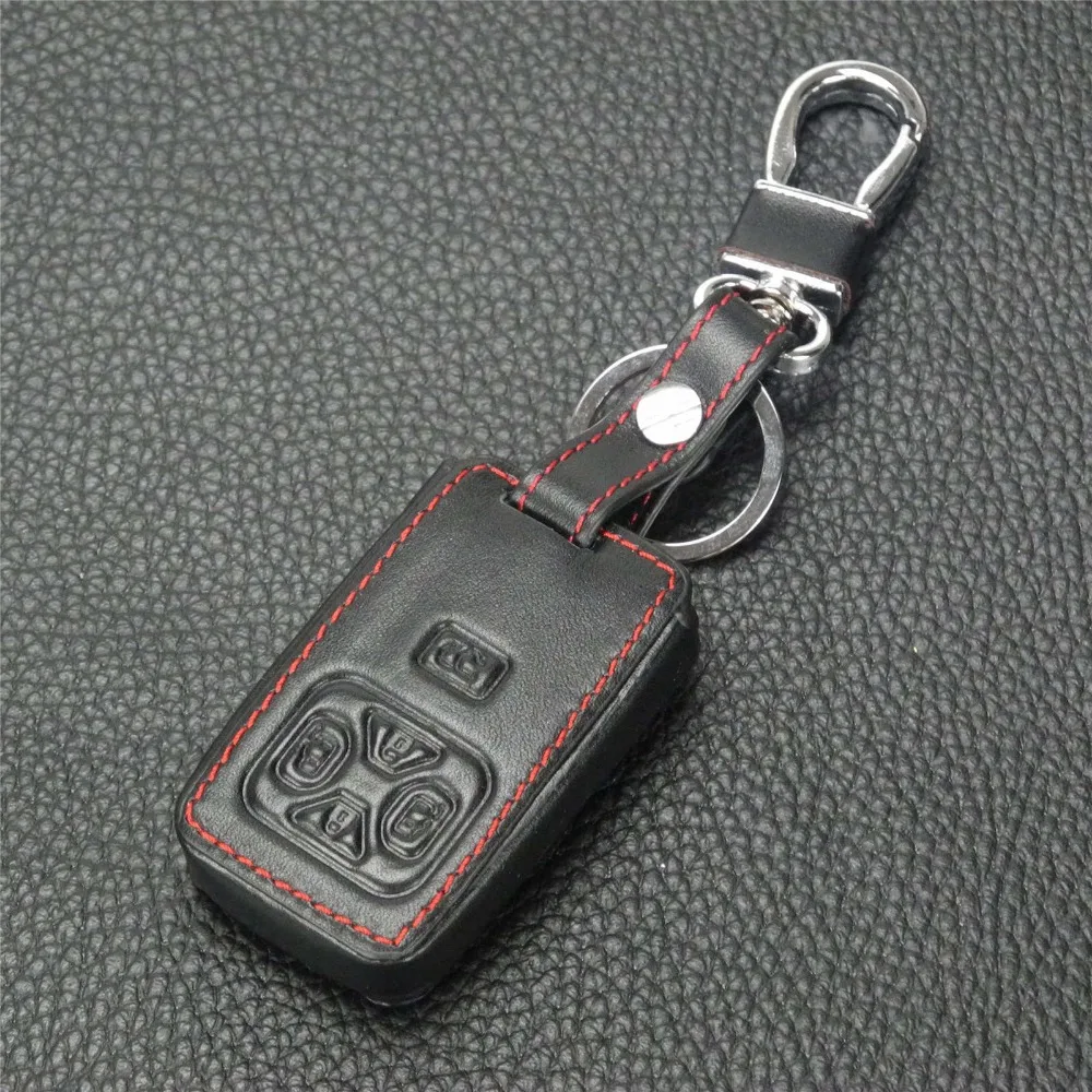 Jingyuqin Leather key Cover Case For Toyota Previa Alphard Prius Smart Leatherette Protector Case Holder Bag Key Ring 5 Buttons