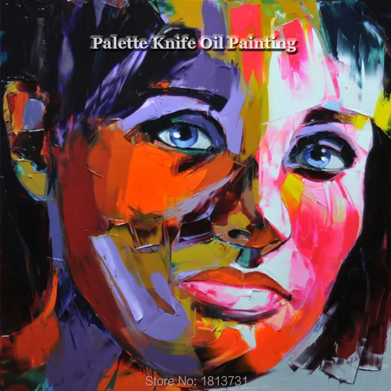 

Hand painted Francoise Nielly Palette knife portrait Face Oil painting Character figure canva wall Art picture12-31