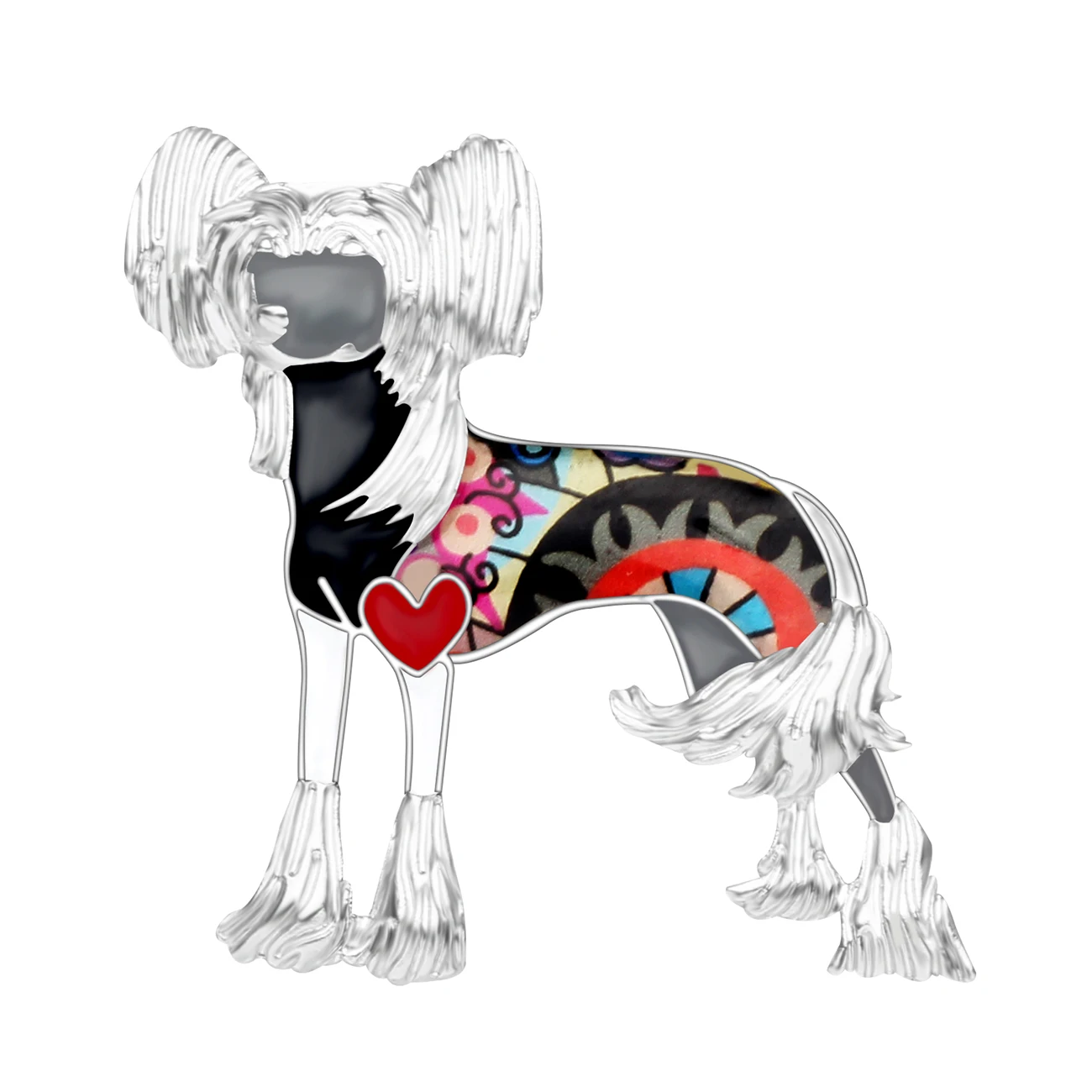 Bonsny Enamel Alloy Chinese Crested Dog Brooches Cartoon Animal Pets Pin Elegant Jewelry For Women Girls Gifts Clothes Scarf Hot