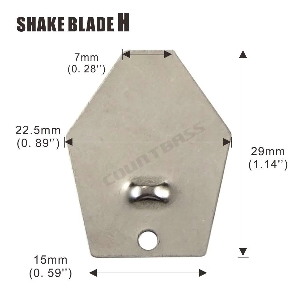 COUNTBASS 50pcs  Swim Jig Blade, Stainless Steel Chatterbait Blade, DIY Vibration Jigs, Casting Wobble fishing Jig Lure