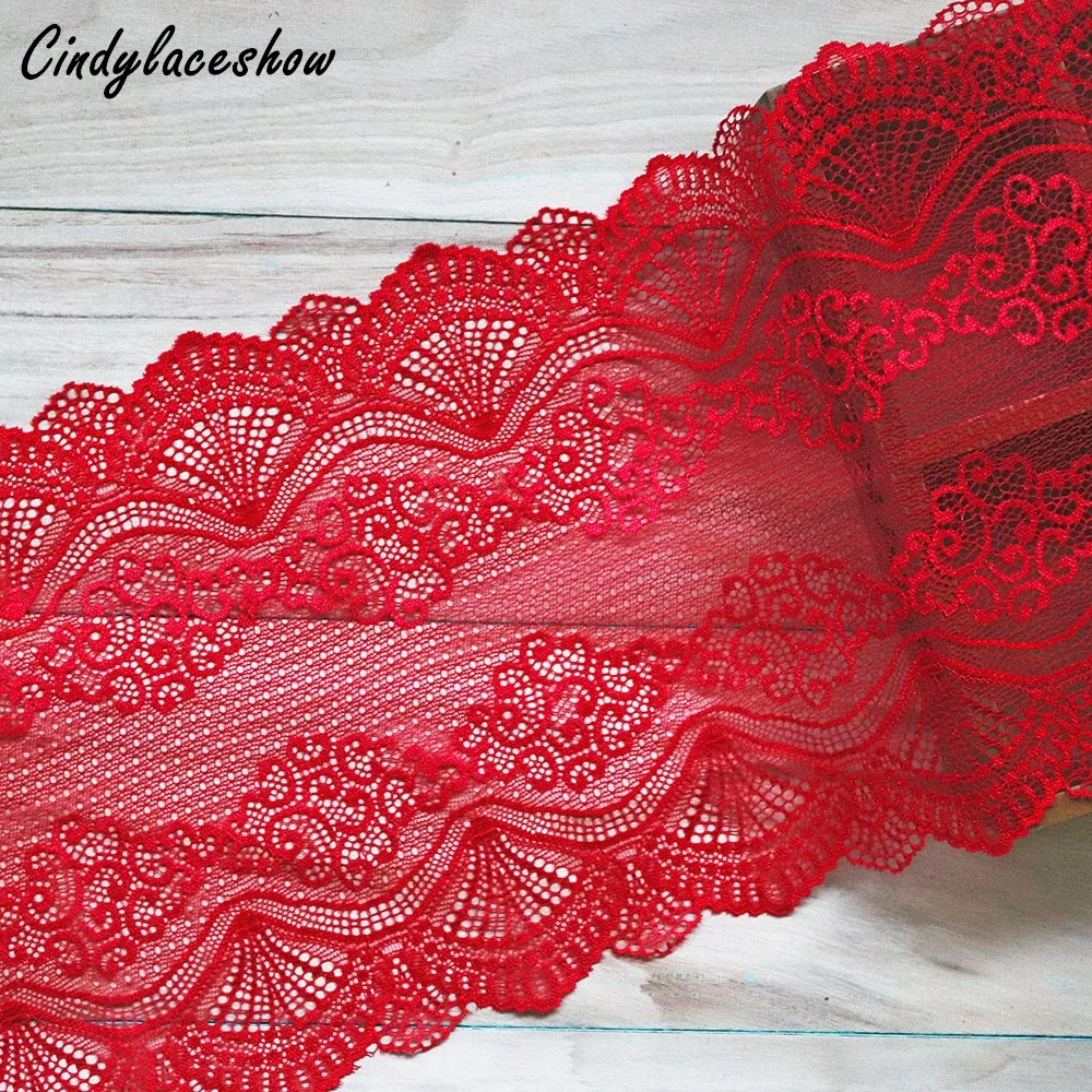 2Yards 22.5cm di larghezza rosso Vintage decorazione dei capelli ampio elastico elasticizzato pizzo Trim abito da sposa gonna biancheria intima