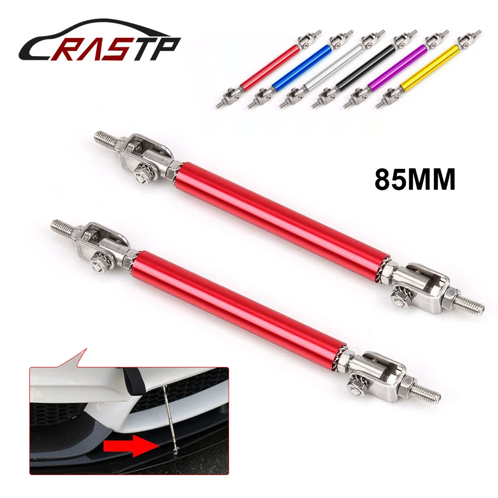 RASTP - 2PCS 85MM Universal Adjustable Car Front Bumper Splitter Rods Protector Lip Rod Splitter Strut Tie Bar Support RS-BTD009