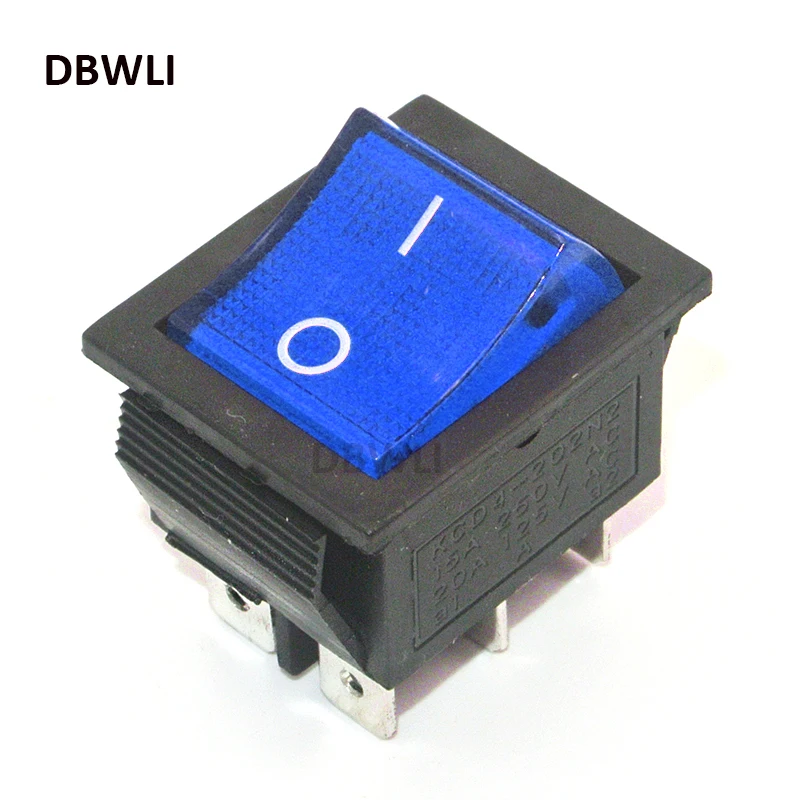 5PCS 6 Pins KCD4 DPDT On-On Latching Rocker Switch Power Switch 2 Position With Indicator Light