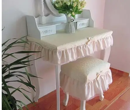 

country style lace border table cloth dust proof table cover makeup stool cushion cover